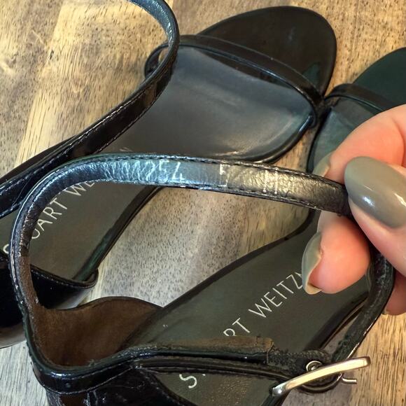 Stuart Weitzman Women’s Nudistcurve Ankle Strap Patent Leather Heel Black Size 5 - Picture 11 of 11